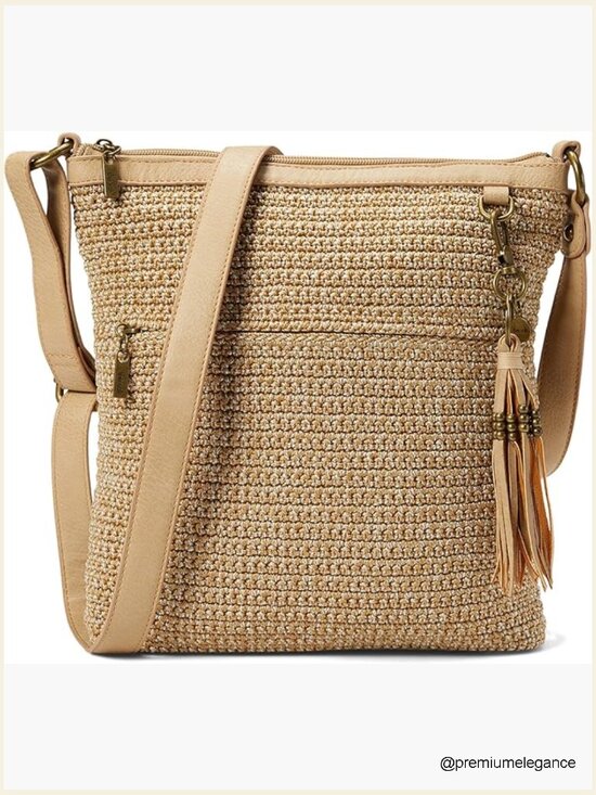 Handbags - Hand Crochet Crossbody Purse with Adjustable Strap, Recycled Lining